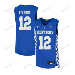 AJ Stewart 12 Kentucky Wildcats Elite Basketball Men Jersey - Royal Blue