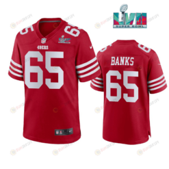 Aaron Banks 65 San Francisco 49Ers Super Bowl LVII Men's Jersey- Scarlet
