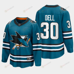 Aaron Dell 30 San Jose Sharks 2022-23 Home The Evolve Teal Jersey