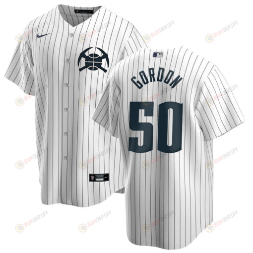 Aaron Gordon 50 Denver Nuggets x NY Yankees Baseball Men Jersey - White