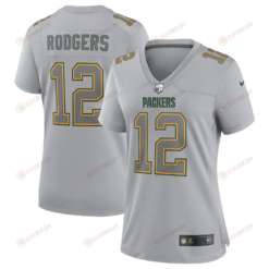 Aaron Rodgers 12 Green Bay Packers Women's Atmosphere Fashion Game Jersey - Gray