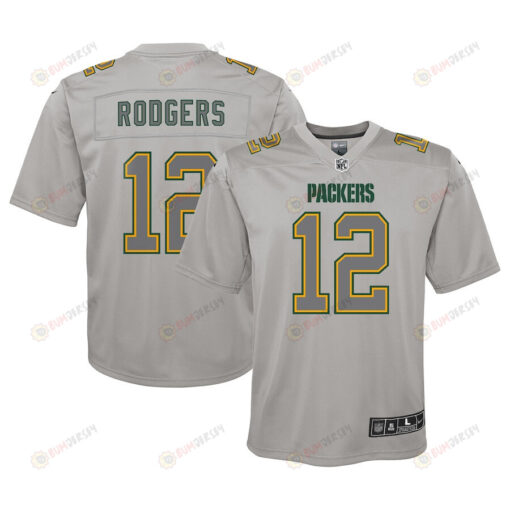 Aaron Rodgers 12 Green Bay Packers Youth Atmosphere Game Jersey - Gray