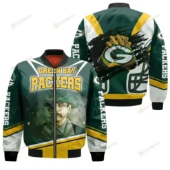 Aaron Rodgers Green Bay Packers Pattern Bomber Jacket - Green