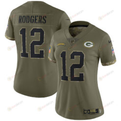Aaron Rodgers Green Bay Packers Women's 2022 Salute To Service Limited Jersey - Olive