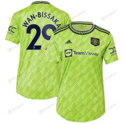 Aaron Wan-Bissaka 29 Manchester United Women's 2022/23 Third Player Jersey - Neon Green