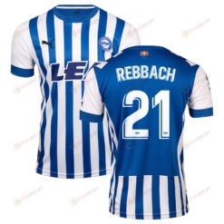 Abde Rebbach 21 Deportivo Alav?s 2022-23 Home Jersey - White/Blue Stripes