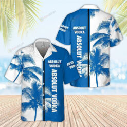 Absolut Vodka Palm Hawaiian Shirt In Blue And White