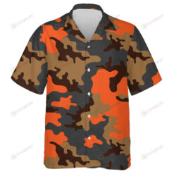 Abstract Army Military Camo In Orange And Brown Pattern Hawaiian Shirt