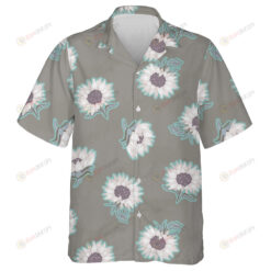 Abstract Bright Icing Sunflowers In Pastel Colors Gray Background Hawaiian Shirt