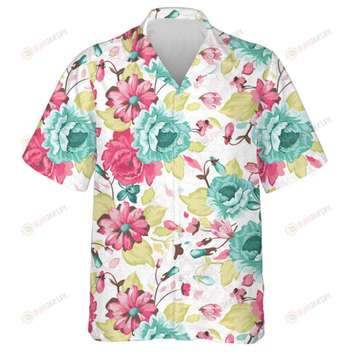 Abstract Elegance Colorful Flowers And Flying Petals Pattern Hawaiian Shirt