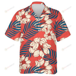 Abstract Elegance Flower Leaves Art Pattern On Red Background Hawaiian Shirt