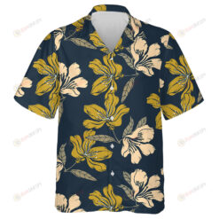 Abstract Elegance Flowers Hand Drawn Pattern Navy Theme Hawaiian Shirt