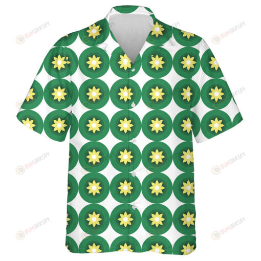 Abstract Pattern Green Yellow Sunflower Geometry In Modern Style Hawaiian Shirt