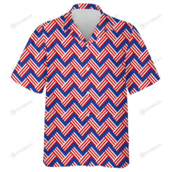 Abstract Red And White Lines Chevron Zigzag Pattern Hawaiian Shirt