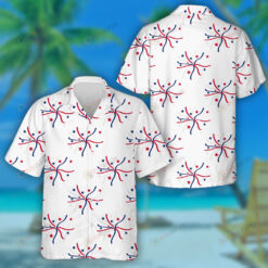 Abstract RedBlue Star On Gray Background Pattern Hawaiian Shirt