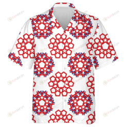 Abstract Star And Geometry Shapes In American Flag Color Hawaiian Shirt