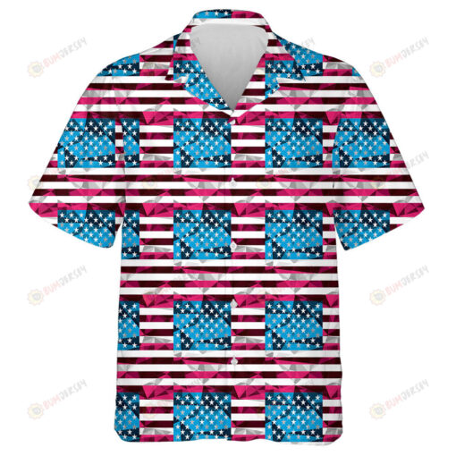 Abstract Triangles Surface On American Flag Theme Hawaiian Shirt