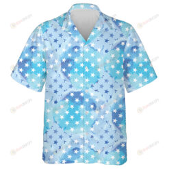 Abstract Watercolor Starry Stars In Blue Texture Hawaiian Shirt