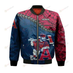 Acadia Axemen Bomber Jacket 3D Printed Grunge Polynesian Tattoo