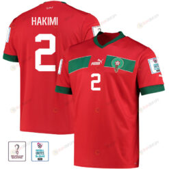 Achraf Hakimi 2 Morocco National Team FIFA World Cup Qatar 2022 Patch Home Jersey