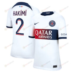 Achraf Hakimi 2 Paris Saint-Germain 2023/24 Away Youth Jersey - White