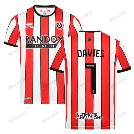 Adam Davies 1 Sheffield United 2022-23 Home Jersey - Red/White Stripes