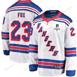 Adam Fox 23 New York Rangers Stanley Cup 2023 Playoffs Patch Away Breakaway Men Jersey - White