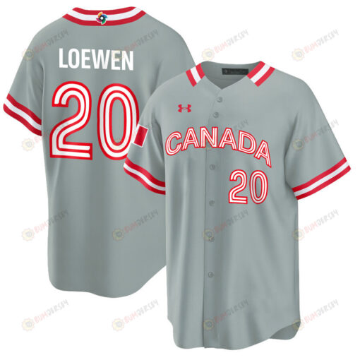 Adam Loewen 20 Canada Baseball 2023 World Baseball Classic Jersey - Gray