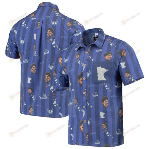 Adam Thielen Minnesota Vikings Purple NFLPA Player Graphic Button-Up Hawaiian Shirt