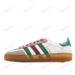 Adidas x Gucci Gazelle In White Leather Oatmeal Suede Shoes Sneakers