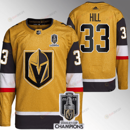 Adin Hill 33 Vegas Golden Knights 2023 Stanley Cup Champions Patch Breakaway Home Jersey - Gold