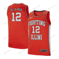 Adonis De La Rosa 12 Illinois Fighting Illini Retro Elite Basketball Men Jersey - Orange