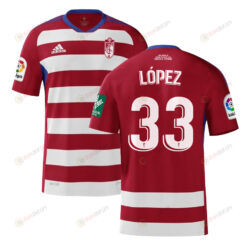 Adri L?pez 33 Granada 2022-23 Home Jersey - Red/White