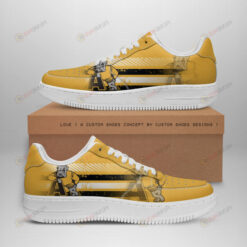 Adrian College Bulldogs Logo Stripe Pattern Air Force 1 Printed In Yellow