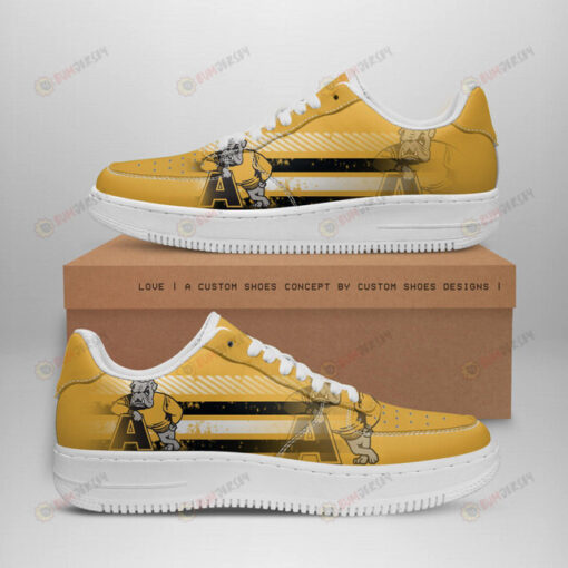 Adrian College Bulldogs Logo Stripe Pattern Air Force 1 Printed In Yellow