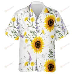 Aesthetic Violet Floral And Sunflower Pattern Hawaiian Shirt