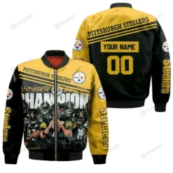 Afc North Division Pittsburgh Steelers Great Players Personalized Logo Bomber Jacket - Black And Yellow