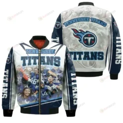 Afc South Division 2021 Tennessee Titans Logo Bomber Jacket - White And Blue