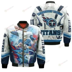 Afc South Division Tennessee Titans Logo Bomber Jacket - White And Blue