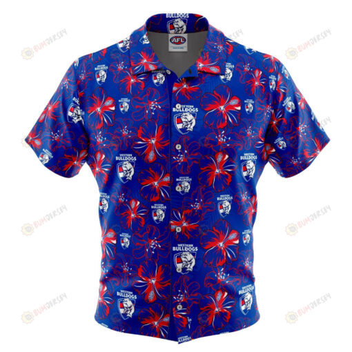 Afl Western Bulldogs 'Floral' Hawaiian Shirt Short Sleeve