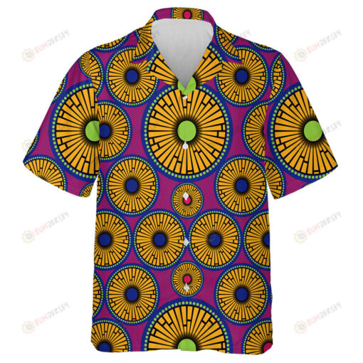 Afro Ethnic Sunflowers And Tribal Motifs Geometric Elements Hawaiian Shirt