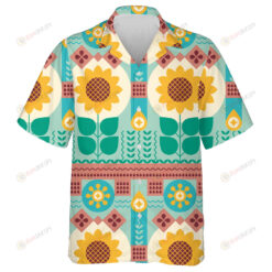 Agriculture Background With Abstract Sunflowers Illustration Hawaiian Shirt