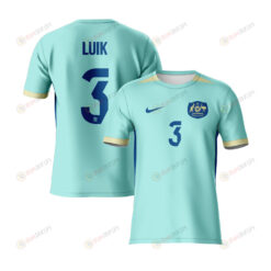 Aivi Luik 3 Australia 2023 Youth Away Jersey - Turquoise - All Over Printed Jersey