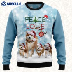 Akita Peace Love Joy Ugly Sweaters For Men Women Unisex