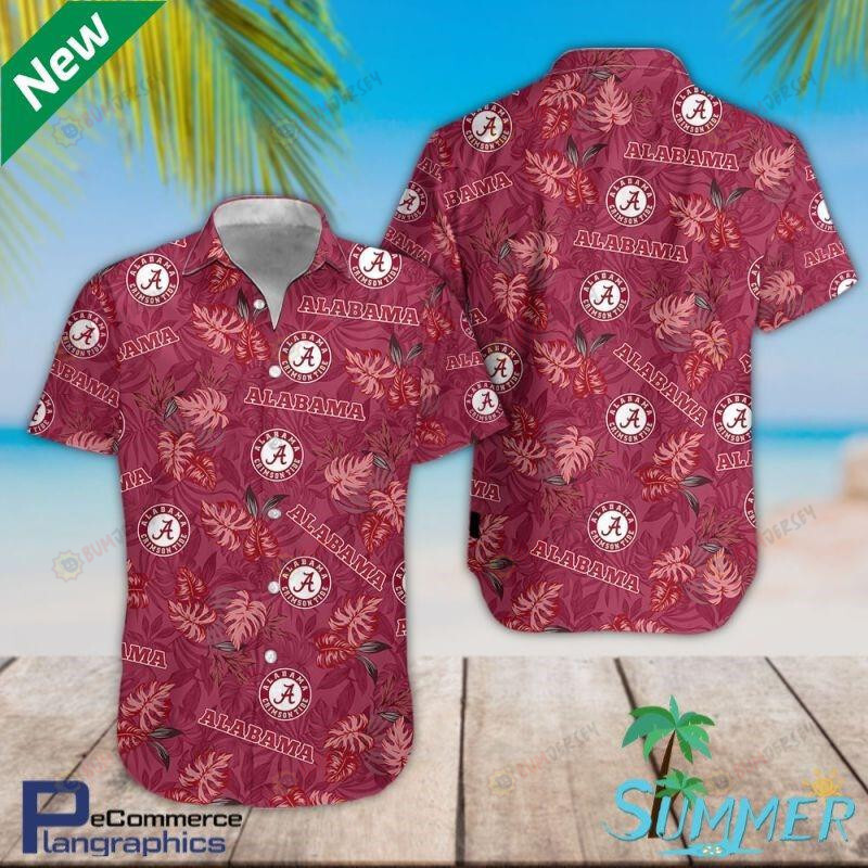 Alabama Crimson Tide Aloha Curved Hawaiian Shirt
