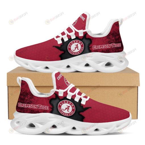 Alabama Crimson Tide Cracked Design Pattern Custom Name 3D Max Soul Sneaker Shoes