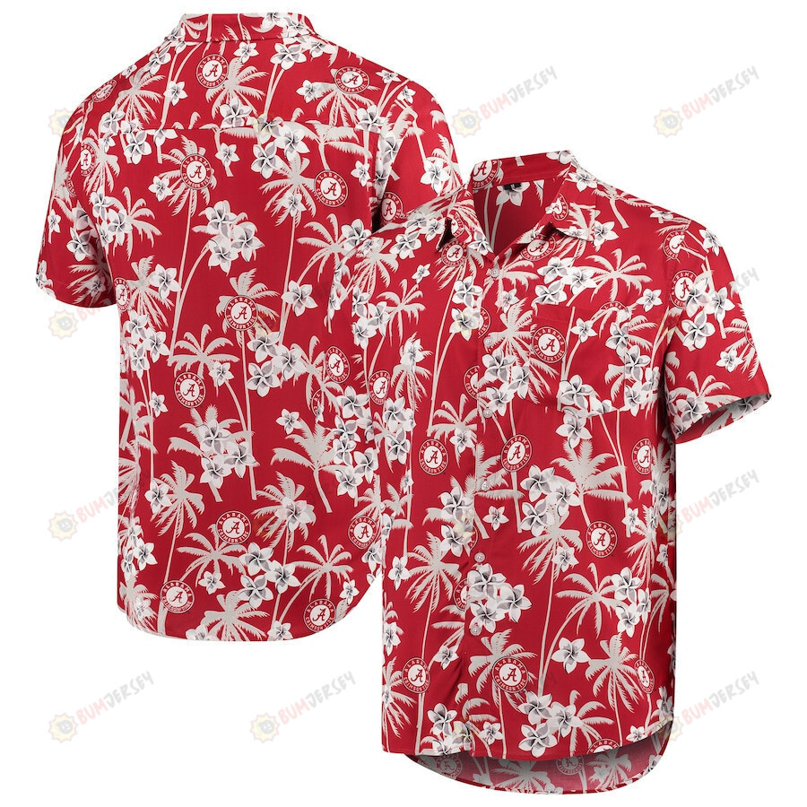 Alabama Crimson Tide Crimson College Floral Button-Up Hawaiian Shirt
