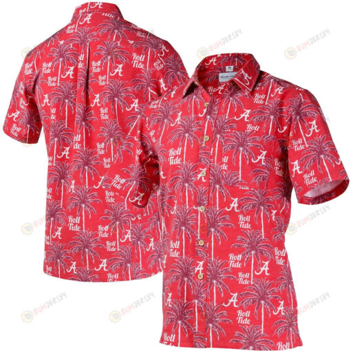 Alabama Crimson Tide Crimson Logo Floral Button-Up Hawaiian Shirt