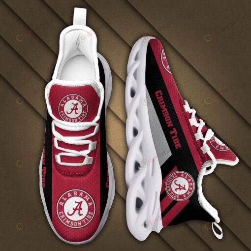 Alabama Crimson Tide Logo Black Stripe Pattern 3D Max Soul Sneaker Shoes In Red