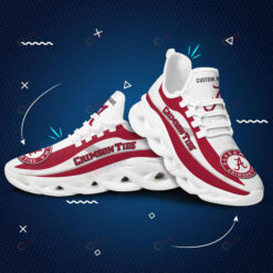 Alabama Crimson Tide Logo Curved Line Pattern Custom Name 3D Max Soul Sneaker Shoes